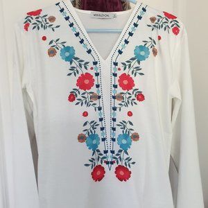 White 3/4 sleeve casual shirt